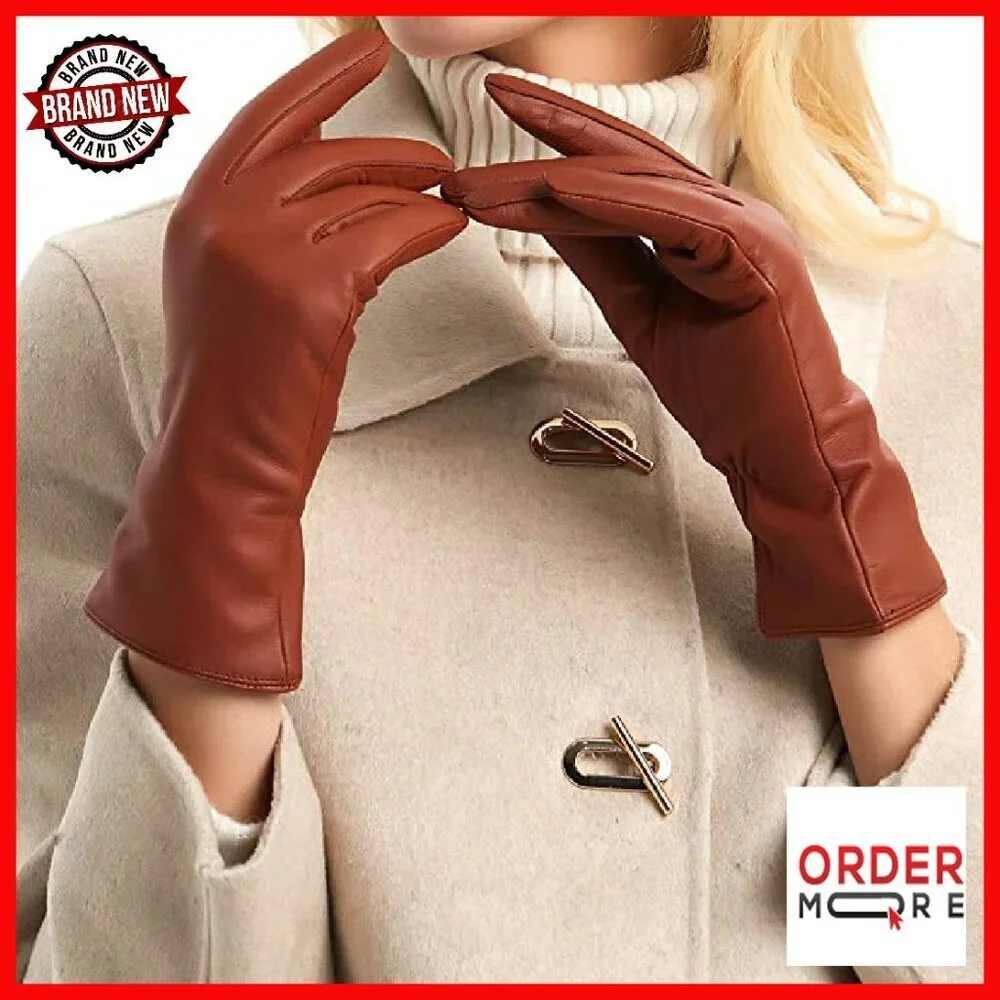 Women's Nappa Lambskin Leather Gloves Cashmere Lined Cold Weather